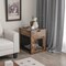 Costway 2-In-1 Furniture Dog Crate with Drawer Wired & Wireless Charging Side End Table Black/White/Rustic Brown